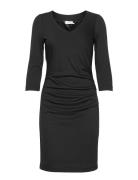 India V-Neck 3/4 Sl Kort Kjole Black Kaffe