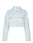 Short Jacket - Swirl Check Print Dongerijakke Denimjakke Blue Barbara ...