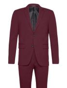 Plain Mens Suit - Normal Lenght Dress Burgundy Lindbergh