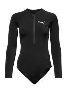 Puma Swim Women Long Sleeve Surf Suit 1P Badedrakt Badetøy Black Puma ...