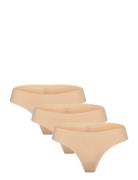 Pcnamee Thong 3-Pack Noos Stringtruse Undertøy Beige Pieces