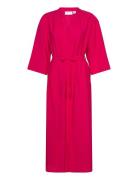 Visero Vneck 3/4 Ankle Shirt Dress/Su Maxikjole Festkjole Pink Vila