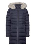 Tyra Down Coat With Fur Fôret Jakke Navy Tommy Hilfiger