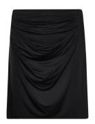 Cupro Skirt Kort Skjørt Black Rosemunde