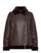 Vmemmy Shearling Jacket Skinnjakke Skinnjakke Brown Vero Moda