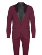 Responsibly Made Stretch Tuxedo Sui Smoking Burgundy Lindbergh