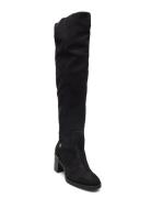 Feminine Suede Overknee Boot Høye Støvletter Black Tommy Hilfiger