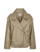 Nmpaulina Over Biker Jacket Noos Skinnjakke Skinnjakke Beige NOISY MAY