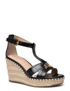 Large Croc Emboss-Hale Ii-Es-Wed Sandal Med Hæl Espadrilles Black Laur...