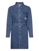 Belted Utility Shirt Dress Knelang Kjole Blue Calvin Klein Jeans