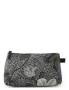 Cosmetic S Black Flower Linen Toalettveske Multi/patterned Ceannis