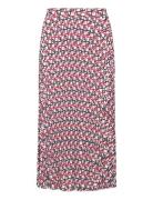 Geometric Print Pleated Skirt Knelangt Skjørt Red GANT