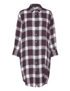 Haven Shirtdress Check Knelang Kjole Burgundy Moshi Moshi Mind