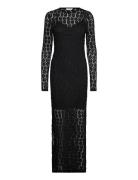 Vmivania Ls O-Neck Ankle Lace Dress Vma Maxikjole Festkjole Black Vero...