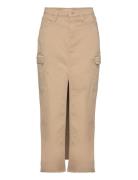 Front Split Twill Maxi Skirt Langt Skjørt Beige Calvin Klein Jeans