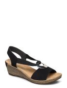 624H6-00 Sandal Med Hæl Espadrilles Black Rieker