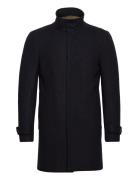 Recycled Wool Funnel Neck Coat Ullfrakk Frakk Black Lindbergh