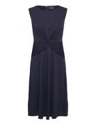 Twist-Front Jersey Dress Knelang Kjole Navy Lauren Ralph Lauren