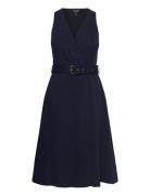 Knit Jcqrd Hrngbne-Dress Knelang Kjole Navy Lauren Ralph Lauren