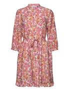 Mschadanaya Ladonna 3/4 Shirt Dress Aop Knelang Kjole Pink MSCH Copenh...