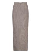 Striped Twill Long Skirt Langt Skjørt Brown REMAIN Birger Christensen