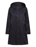 Hooded Cotton-Blend Balmacaan Coat Tynn Kåpe Navy Lauren Ralph Lauren