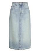 Dnm Midi Straight Skirt Hw Ash Knelangt Skjørt Blue Tommy Hilfiger