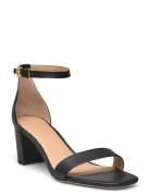 Logan Burnished Leather Sandal Sandal Med Hæl Black Lauren Ralph Laure...