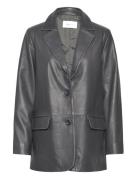 Nana Leather Blazer Skinnjakke Skinnjakke Grey Hosbjerg