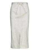 Freda - Cozy Linen Stripe Knelangt Skjørt Cream Day Birger Et Mikkelse...