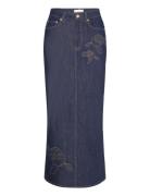 Rinse Stitch Denim Langt Skjørt Blue Ganni