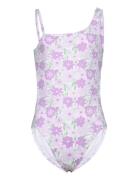 Floral Print Swimsuit Badedrakt Badetøy Purple Mango