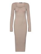 Knitted Midi Dress Knelang Kjole Beige Gina Tricot