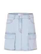 Slfhazel Mw Light Ice Blue Denim Skirt Kort Skjørt Blue Selected Femme