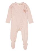 Pointelle Cross-Over Full Body Langermet Bodysuit Pink Copenhagen Colo...