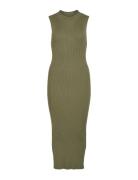 Vistylie High-Neck S/L Rib Knit Dress Maxikjole Festkjole Green Vila