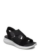 Womens Ultra Flex - Neon Star Flate Sandaler Black Skechers