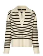 Aden Knit V-Neck Tops Knitwear Jumpers Cream Second Female