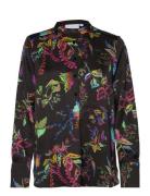 Shirt In Glow Print Tops Shirts Long-sleeved Black Coster Copenhagen