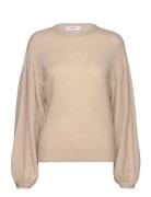 Mschlillian Hope Balloon Pullover Tops Knitwear Jumpers Beige MSCH Cop...