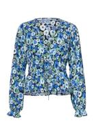 Enwax Ls Top Aop 7014 Tops Blouses Long-sleeved Blue Envii