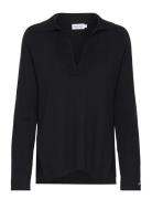 Essential Rib Polo Neck Sweater Tops Knitwear Jumpers Black Calvin Kle...