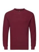 Raglan Crew Knit Tops Knitwear Round Necks Burgundy Lee Jeans