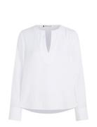 Viscose Crepe V-Neck Blouse Tops Blouses Long-sleeved White Tommy Hilf...