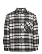 Tjm Fleece Lined Check Shirt Ext Tops Overshirts Black Tommy Jeans