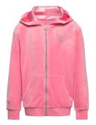 Hoodjacket Velour Tops Sweat-shirts & Hoodies Hoodies Pink Lindex