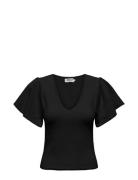 Onlkendra Ss V-Neck Knt Tops Blouses Short-sleeved Black ONLY