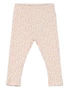 Leggings Aop Rib Bottoms Leggings Pink Minymo