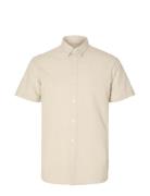 Slhreg-Sun Shirt Ss Noos Tops Shirts Short-sleeved Cream Selected Homm...