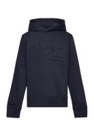 Tonal Shield Hoodie Tops Sweat-shirts & Hoodies Hoodies Navy GANT